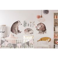 Wandtattoa Waldtiere, Kinderzimmer, Aquarell Tiere Wandsticker, Babyzimmer Wandaufkleber Kinderzimmer Deko von CheerfulWalls