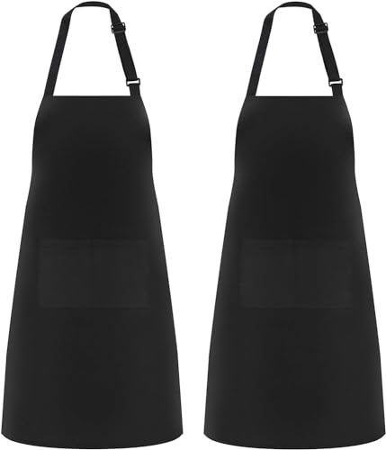 Cheerhom 2 Pack verstellbare Kochschürze für Männer und Frauen mit 2 geräumigen Taschen - Schürzen für Köche BBQ Malerei Backen Kochen von Cheerhom