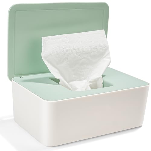 Feuchttücher Box, Cheerhom Baby Feuchttuchbox Aufbewahrungsbox Grün, Box für Feuchtes Toilettenpapier, Feuchte Tücherbox mit Deckel Hält Die Tücher, Feuchtpapierbox für Draussen, Zuhause und Büro von Cheerhom