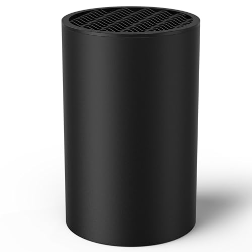 Universaler Messerblock Ohne Messer Schwarz, Leer für Küche, Rund für Messeraufbewahrung, Unbestückt für 4-6 Messer Aller Art, 18 x 11 x 11 cm von Cheerhom