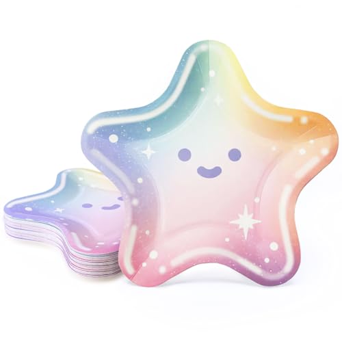 Cheerland Holografische Einweg-Pappteller in Sternform, Regenbogenfarben, für Geburtstagsfeiern, Babypartys und Feiern, 48 Stück Cheerland Holografische Einweg-Pappteller in Sternform, Regenbogenfarben, für Geburtstagsfeiern, Babypartys und Feiern, 48 Stück von Cheerland