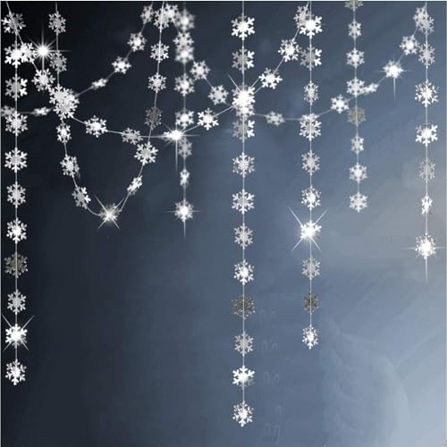 Cheerland Schneeflocken-Girlande für Party-Dekorationsset Silver Snowflake Garland Kit von Cheerland