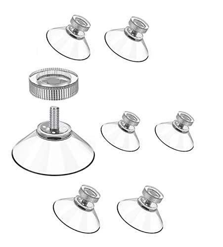 Cheeroyal 6 Stück Saugnäpfe, 32/41/53 mm Kunststoff Saugnäpfe Rundgewinde Saugnäpfe mit Rändelmutter klar zum Aufhängen extra starker Saughalter (53mm) von Cheeroyal