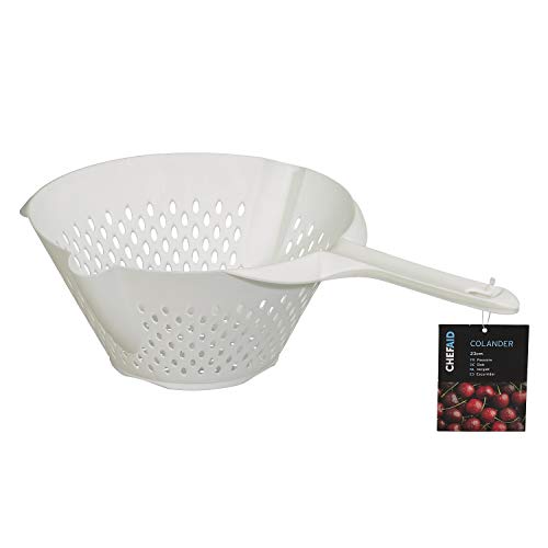 Chef Aid Weißes Kunststoffsieb mit langem Griff, 40 x 26 x 11,5 cm von Chef Aid