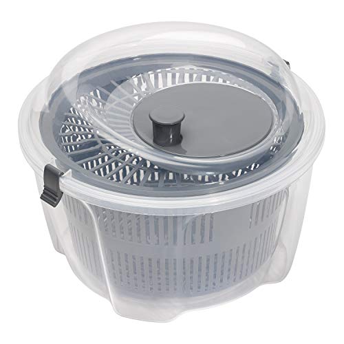 Chef Aid Transparente Kunststoff-Salatschleuder, 24,5 cm x 16 cm, 4,4 Liter Kapazität mit leichtem Drehmechanismus von Chef Aid