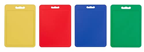 Chef Aid Großes mehrfarbiges Schneidebrett-Set, Mehrzweck-Anti-Rutsch-Oberfläche, leicht zu reinigen und spülmaschinenfest mit Griff, 4 Stück Schneidebretter mit je 40 x 30 cm von Chef Aid