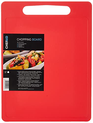 Chef Aid Große Rote Schneidebrett, Rutschfeste Multifunktions-Oberfläche, Leicht zu Reinigen, Spülmaschinenfest mit Griff, 40 x 30 cm. Weitere Farben verfügbar. von Chef Aid