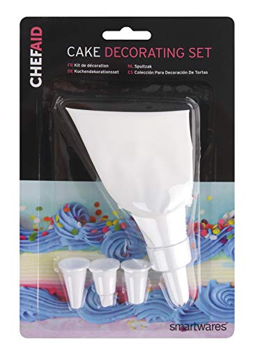 Chef Aid Kuchen-Dekorationsset, wiederverwendbare Spritztüte mit 4 Aufsätzen, ideal für Kekse und Gebäck, BPA-frei von Chef Aid