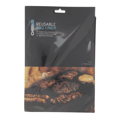 Chef Aid Grillfolie, wiederverwendbar, antihaftend, zum Grillen und Kochen im Freien, auch für Backöfen im Innenbereich geeignet, 50 x 40 cm, schwarz von Chef Aid