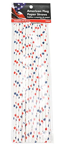 Chef Craft Eco Patriotische Papierstrohhalme, 0,63 cm im Durchmesser, 25,4 cm in der Länge, sternförmig von Chef Craft