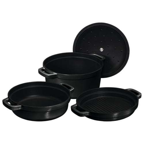 CHEF CUISINE Gusseisernes Kochtopf- & Pfannen-Set, 3-teilig mit Deckel Ofenfest von Chef Cuisine International