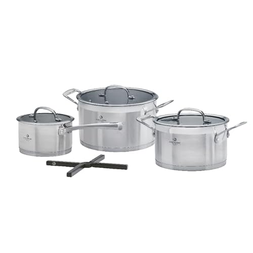 CHEF CUISINE Topfset, 3-tlg., Ø 16/20/24 cm, Glasdeckel, Gratis Topf-Untersetzer, Edelstahl, Aluminiumkern, Rostfrei, Pflegeleicht, Geschmacksneutral von Chef Cuisine International