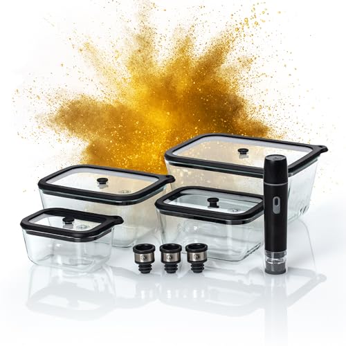 CHEF CUISINE Vakuum Starter-Set Basic, 8-tlg., Glas mit Deckel und Pumpe von Chef Cuisine International