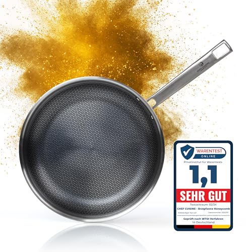 CHEF CUISINE Bratpfanne mit Honeycomb Beschichtung, 28cm, Pfanne Edelstahl für Induktion, Antihaft & Kratzfest, Spülmaschinenfest von Chef Cuisine International