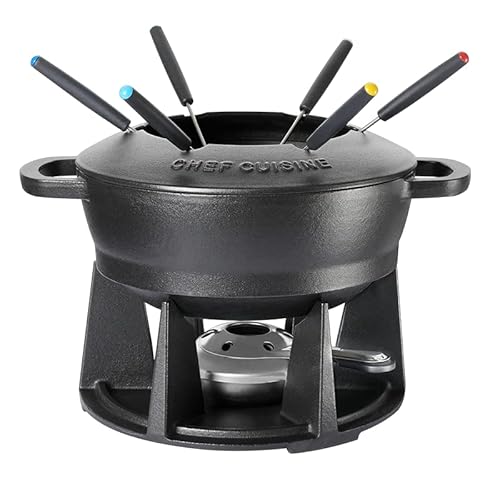 Chef Cuisine Gusseisen Fondueset, Fondue-Topf und Fondue-Gabeln für 6 Personen ca. 2,2 Liter von Chef Cuisine International