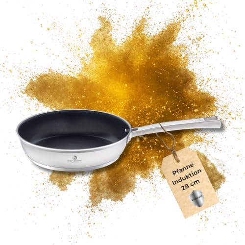 Chef Cuisine Bratpfanne 28 cm mit Teflon Antihaft Beschichtung ganz ohne anhaften – Edelstahl mit Antihaft-Beschichtung – alle Herdarten inkl. Induktion - backofengeeignet von Chef Cuisine International