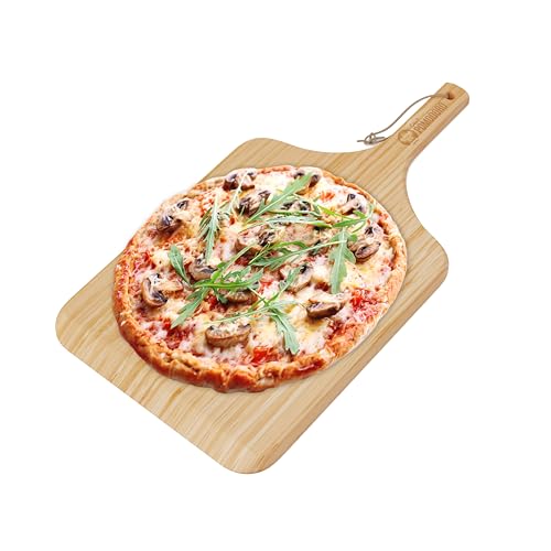 Chef Pomodoro - 2-in-1 Pizzaschieber & Schneidebrett - 30,5 cm - MIT PROFI SCHAUFELGRIFF - Küchenbrett aus Bambus mit Saftrille - Perfekt als Küchenzubehör und für Hobby Pizzabäcker geeignet! von Chef Pomodoro