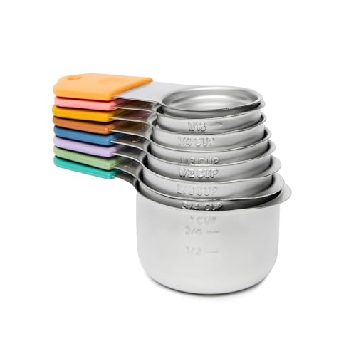 Chef Pomodoro Messbecher Set 10-teilig (Magnetisch) | Stapelbare Messbecher Edelstahl mit langen Griffen | Präzise Markierungen | Meßbecher BPA-Frei & Spülmaschinenfest von Chef Pomodoro