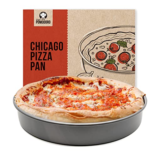 Chef Pomodoro Pizzablech – Pizzapfanne - Pizza Backblech – Pizza Blech – Pizza Pan – Chicago Style Pizza Pan – Runde Pizzaform aus Aluminium – 30,5 cm Durchmesser von Chef Pomodoro