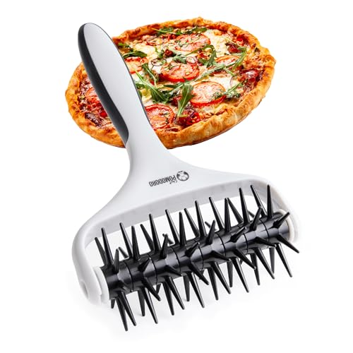 Chef Pomodoro Pizzateigroller aus Kunststoff (21 x 14,5 cm, Zinkenlänge 7 mm) - Robuster Pizza-Docker, Teigdocker, Pizzateigdocker, Pizza Docker Roller (Schwarz) von Chef Pomodoro
