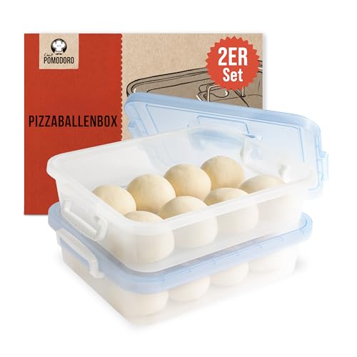 Chef Promodoro - 2 x Pizzaballenbox mit Deckel - 44 x 34 cm - Pizzaballenbox mit 2 x Deckel für Pizzateig - Gärbox für Sauerteig im 2er-Pack für doppelten Komfort - Blau von Chef Pomodoro