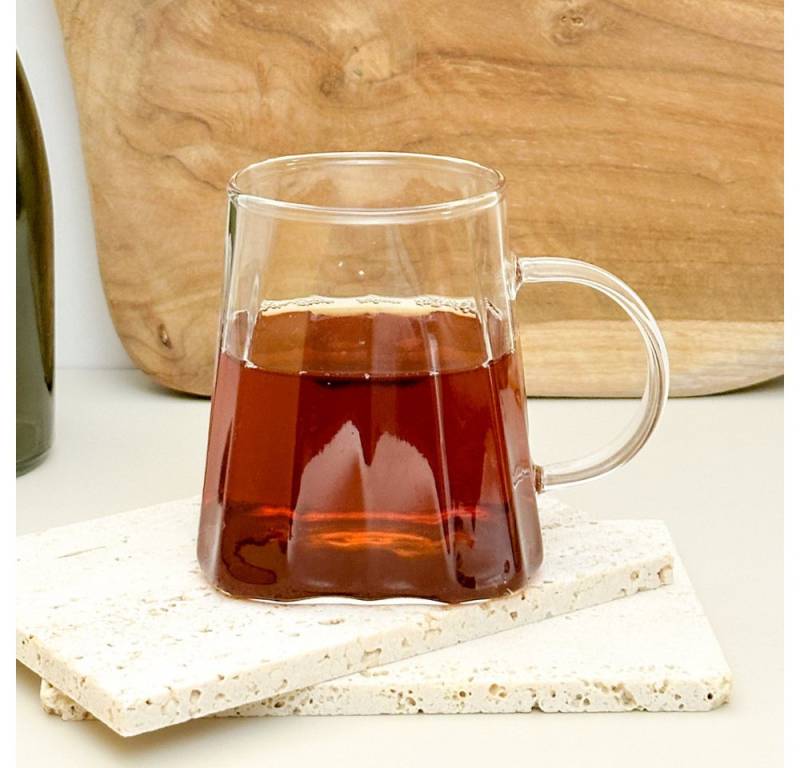 Chef Star Teeglas, Viereckiges Gläser-Set „Ätherisch“ für Tee und Kaffee, 350 ml, Borosilikatglas, Handgefertigt, Ideal für Tee, Kaffee und andere Lieblingsgetränke. von Chef Star