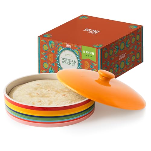 Chef Tacos Tortilla Warmer – Wärmebehälter – Tortilla Warmhalter aus Keramik – Tortilla Wärmer - Backofen- und Mikrowellengeeignet - Geeignet als Rotibox und Tortilla Halter (Regenbogen, 20 cm) von Chef Tacos
