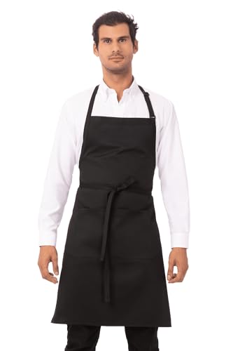Chef Works Adjustable Neck Bib Apron Black with Pockets von Chef Works