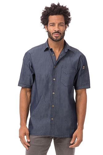 Chef Works B074-L Detroit Denim-Kurzarmhemd, Größe L, Blau Chef Works B074-L Detroit Denim-Kurzarmhemd, Größe L, Blau von Chef Works