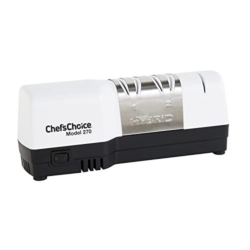 Chef's Choice Hybrid Diamond Hone Messer kombiniert elektrisches und manuelles Schärfen für gerade und gezackte 20-Grad-Messer, 3-stufig, weiß von Chef's Choice