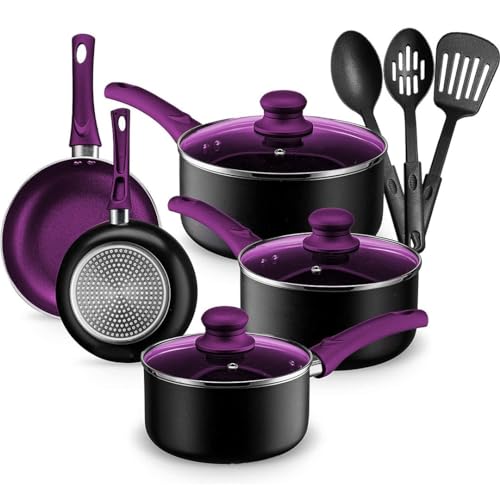 Chef's Star - Antihaft-Pfannen- und Topf-Set für Induktion, 100 % frei von APEO, PFOA und PFOS (violett) von Chef's Star