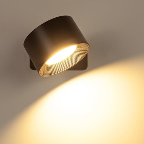 Wandleuchte Innen 360°Drehbare Touch-Steuerung Wandlampe mit Akku 3 Heiilligkeitsstufen Wandleuchte ohne Stromanschluss für Wohnzimmer/Schlafzimmer/Treppenhaus/Bilder/Flur/Bett/Nacht(1 Packung) von ChefRobot