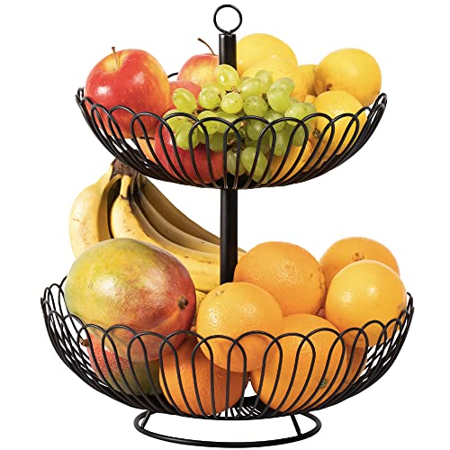 Chefarone® Obst Etagere Groß – XL Obstschale 33cm – Schwarze 3-stöckige Etagere – Stilvoller Obstkorb mit Schalen – Küchen Deko & Aufbewahrung von Chefarone