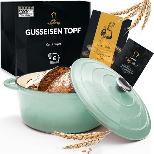 Chefarone Gusseisen Topf 26 cm 4,7 L emailliert - Schmortopf mit Deckel Induktion - Gusseisen Bräter Topf Brot backen - Cocotte emaille - Bratentopf - Brotbacktopf Chefarone Gusseisen Topf 26 cm 4,7 L emailliert - Schmortopf mit Deckel Induktion - Gusseisen Bräter Topf Brot backen - Cocotte emaille - Bratentopf - Brotbacktopf von Chefarone