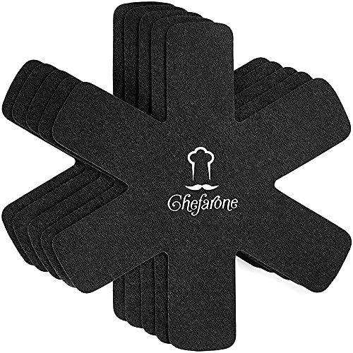 Chefarone Pfannenschoner Filz - 5er Set - 38 cm - XL Pfannenschutz - Stapelschutz für perfekten Pfannen Schutz (schwarz) von Chefarone