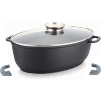 Alu Guss Oval Bräter ø38cm Induktion Topf Schmortopf Marmorbeschichtung von Cheffinger