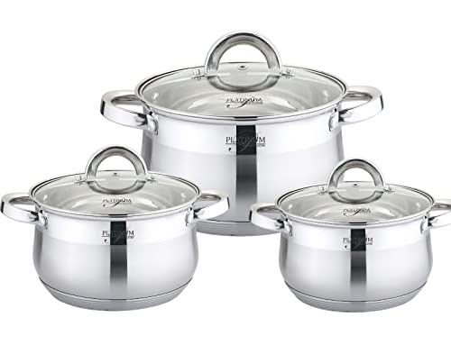 Cheffinger 6 TLG Edelstahl Kochgeschirr Induktion Kochtopf Topf Set Deckel Gastronomie von Cheffinger