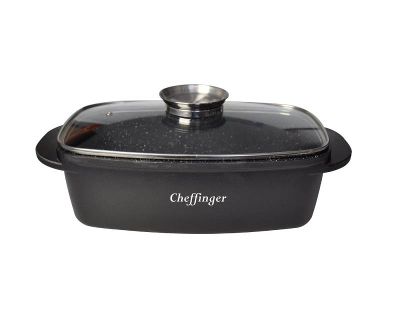 Cheffinger Bräter Bräter Pfanne Bratpfanne Schmortopf mit Glasdeckel Induktion 32cm, Material: Aluminium, Glas Cheffinger Bräter Bräter Pfanne Bratpfanne Schmortopf mit Glasdeckel Induktion 32cm, Material: Aluminium, Glas von Cheffinger
