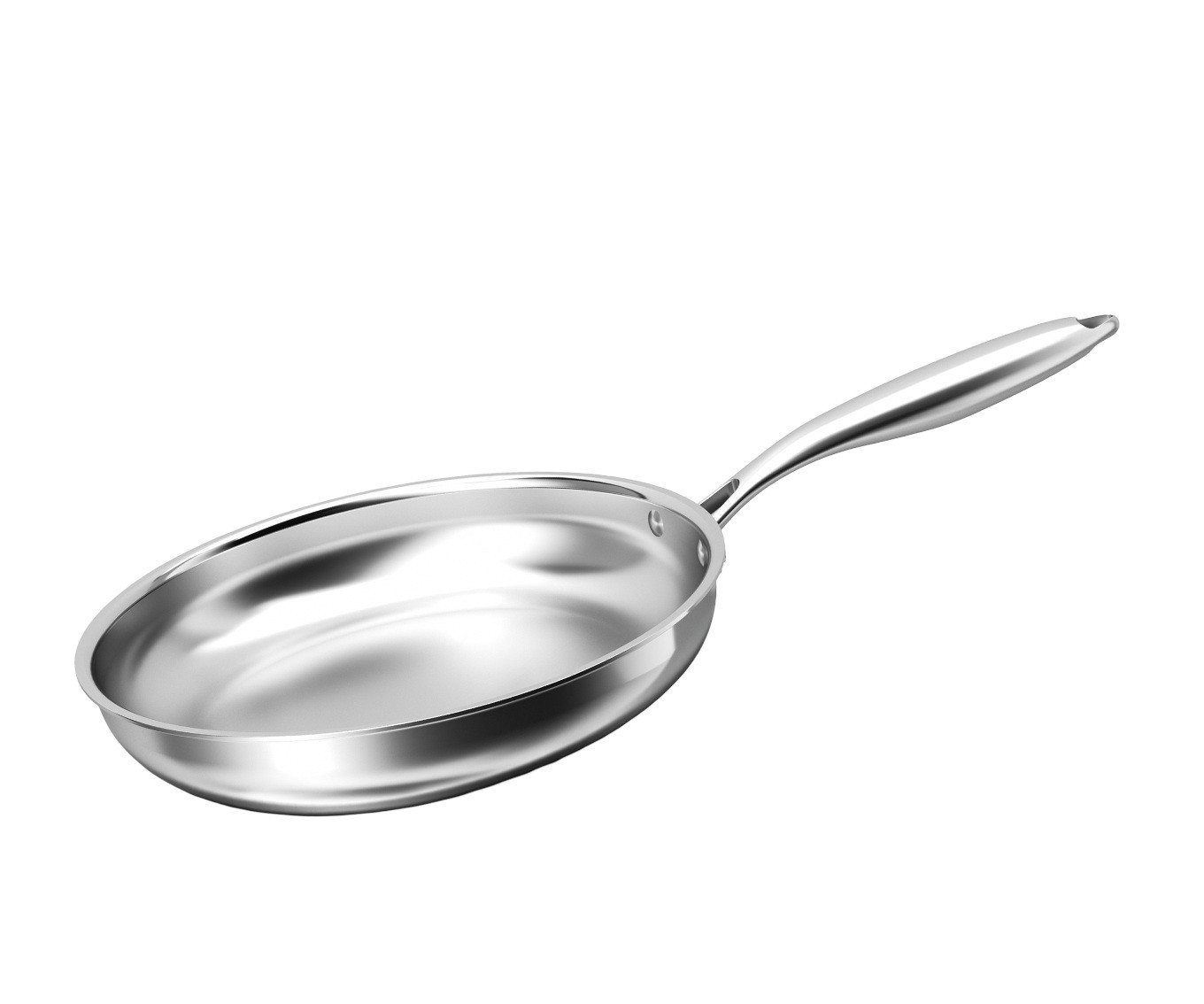 Cheffinger Bratpfanne Edelstahlpfanne geeignet für alle Herdarten mit ergonomischem Griff, Edelstahl (1-tlg), Induktionsgeeignet, ergonomischer Griff, Silber von Cheffinger