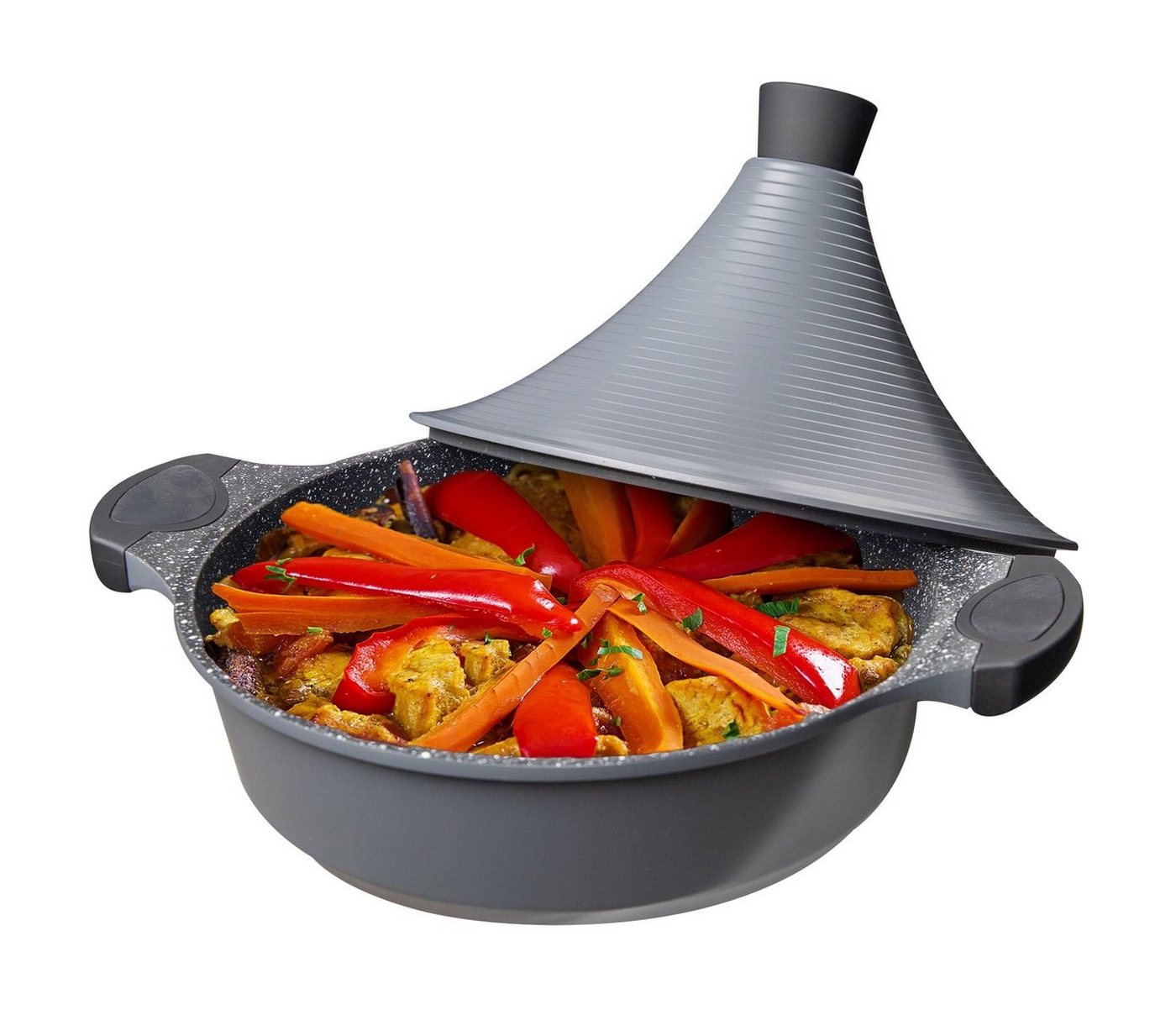 Cheffinger Dampfgartopf Aluguss Tajine Tagine Ø28cm Induktion Silikongriffe Gartopf Dampfgarer von Cheffinger