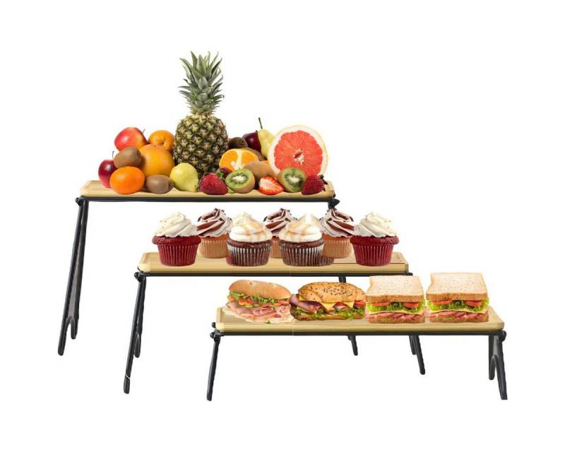 Cheffinger Dekotablett Serviertablett Tablett Set mit klappbaren Beinen Etagere 3tlg (Tablett-Set bestehend aus 3 Tabletts) von Cheffinger