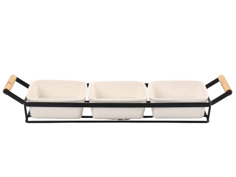 Cheffinger Dipschale Servierset Snackschalen Dipschalen Servierschalen mit Tablett, Material: Keramik, Holz, Metall Cheffinger Dipschale Servierset Snackschalen Dipschalen Servierschalen mit Tablett, Material: Keramik, Holz, Metall von Cheffinger