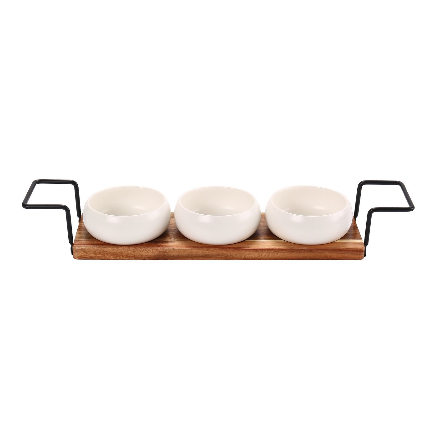 Cheffinger Dipschale Servierset Snackschalen Dipschalen Servierschalen mit Tablett, Material: Keramik, Holz, Metall Cheffinger Dipschale Servierset Snackschalen Dipschalen Servierschalen mit Tablett, Material: Keramik, Holz, Metall von Cheffinger