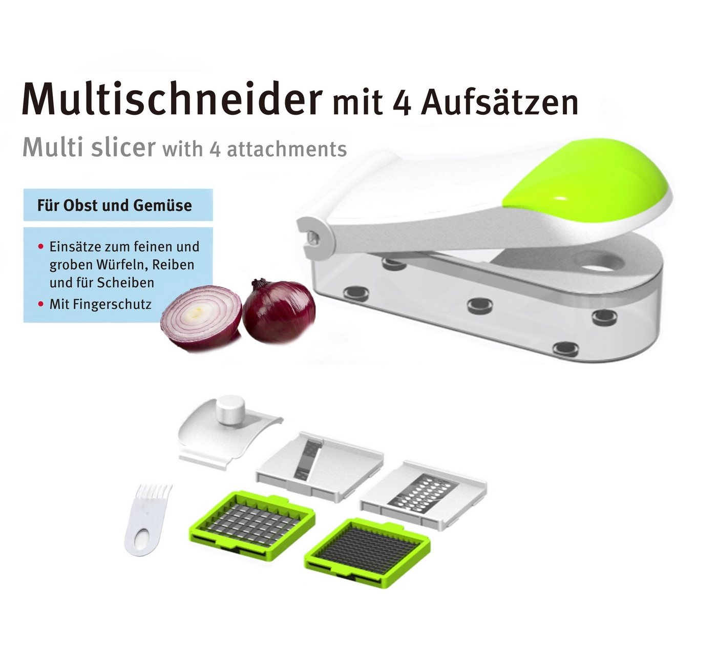 Cheffinger Gemüsehobel Zerkleinerer Multischneider Gemüseschneider Küchenreibe Set, Kunststoff, Edelstahl von Cheffinger