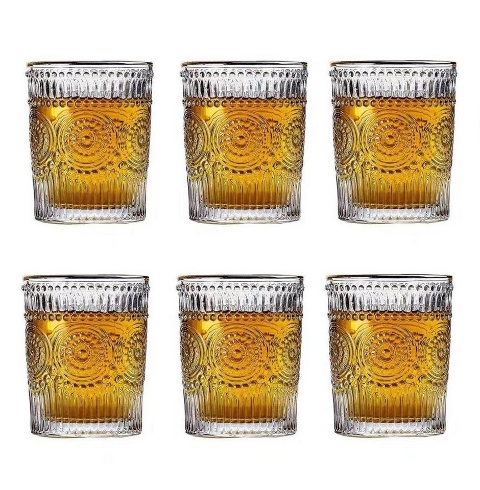 Cheffinger Gläser-Set Trinkgläser Set 270ml 6 Gläser Glas Wasser Limonade Vintage von Cheffinger