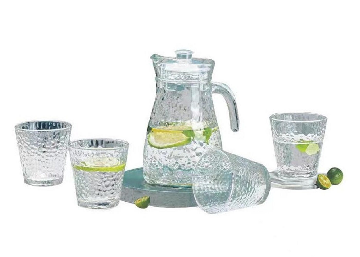 Cheffinger Karaffe 1,2 Liter Krug Karaffe 4 Gläser je 220ml Glas Trinkgläser 5 tlg GB05, (5-tlg) von Cheffinger