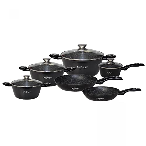 Cheffinger Kochgeschirr -Set 10 TLG Topfset Induktion Kochtopfset Pfanne Antihaft Cheffinger Kochgeschirr -Set 10 TLG Topfset Induktion Kochtopfset Pfanne Antihaft von Cheffinger