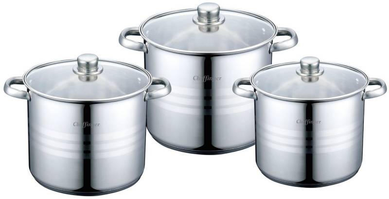 Cheffinger Kochtopf 6-TLG Edelstahl Kochgeschirr Induktion Kochtopf Topfset Deckel, (6-tlg) von Cheffinger