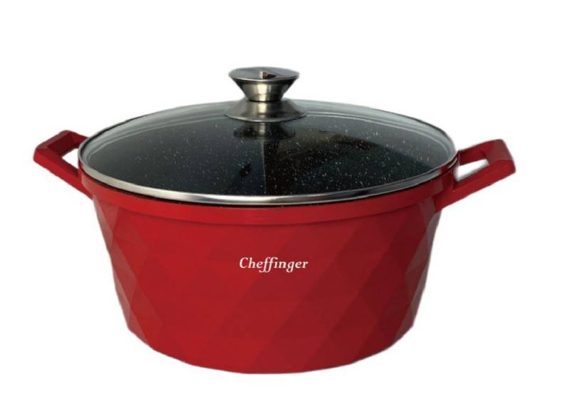 Cheffinger Kochtopf Alu Guss Glasdeckel Ø32cm Induktion Suppentopf von Cheffinger