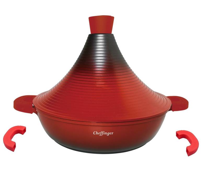 Cheffinger Kochtopf Aluguss Tajine Ø32cm Induktion Silikongriffe Dampfgarer, (1-tlg) von Cheffinger
